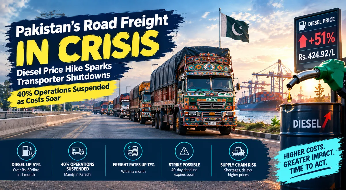 Pakistan's Trucking Industry Is Collapsing — 40% of Freight Operations Already Suspended After a 51% Diesel Price Shock