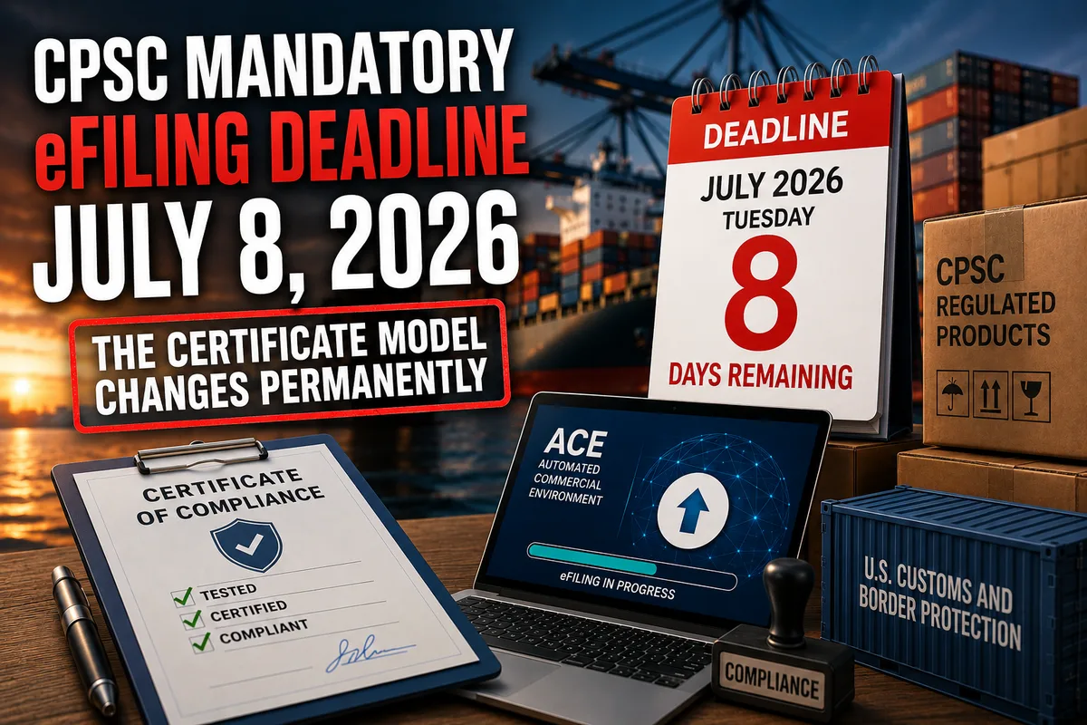 8 Days Left — CPSC eFiling Becomes Mandatory July 8 and Most Importers Still Aren't Ready